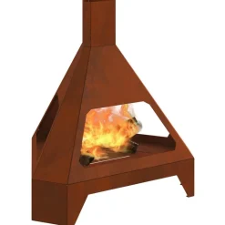 vidaXL Chimeneas-Hoguera Marrón 50 x 43 x 52 cm Acero autopatinable
