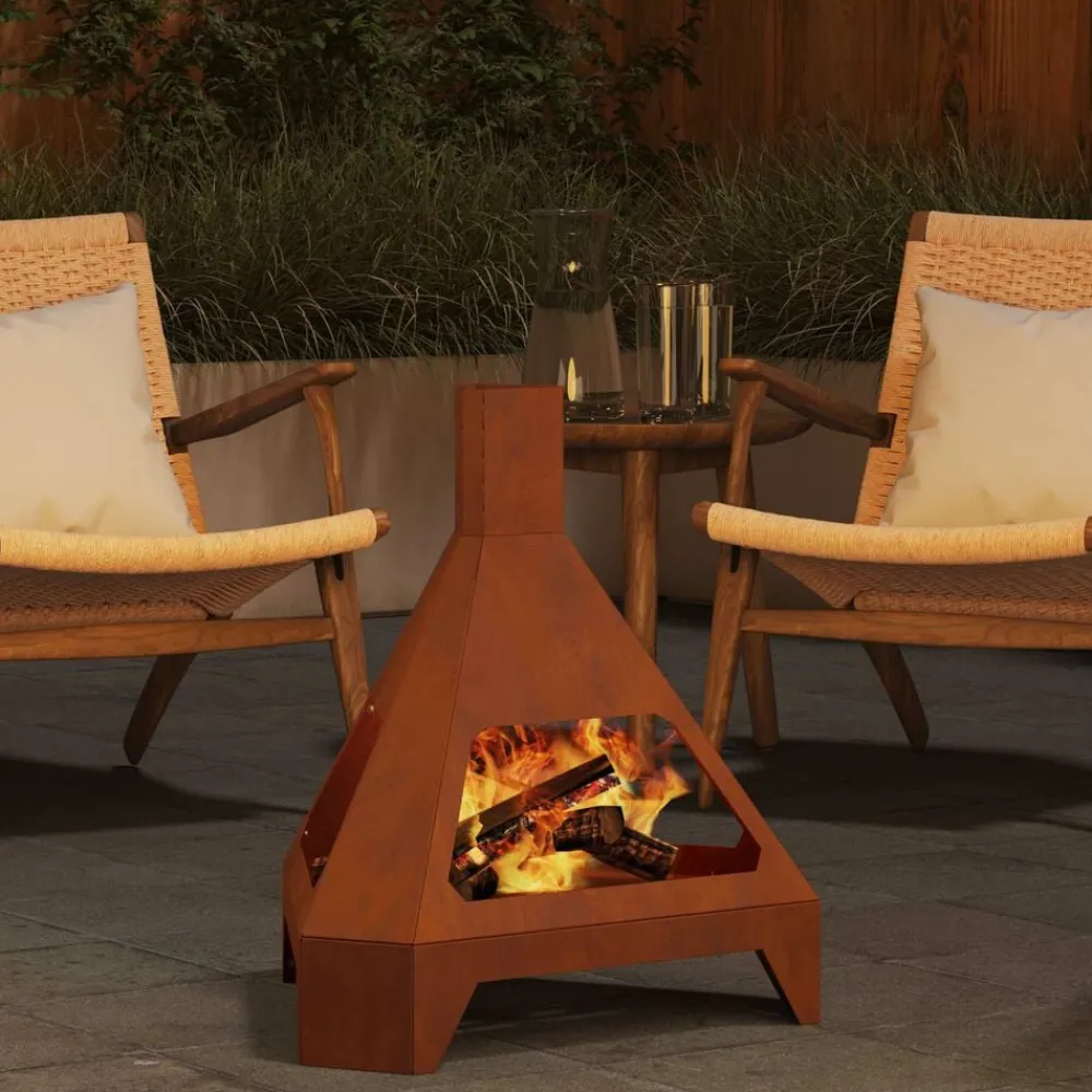 vidaXL Chimeneas-Hoguera Marrón 50 x 43 x 52 cm Acero autopatinable