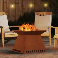vidaXL Chimeneas-Hoguera Marrón 60 x 60 x 30 cm Acero autopatinable