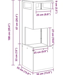 vidaXL Chimeneas-Hoguera Marrón 35 x 35 x 100 cm Acero