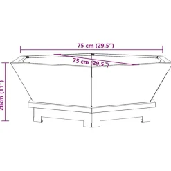 vidaXL Chimeneas-Hoguera Marrón 75 x 75 x 28 cm Acero autopatinable