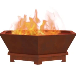 vidaXL Chimeneas-Hoguera Marrón 75 x 75 x 28 cm Acero autopatinable