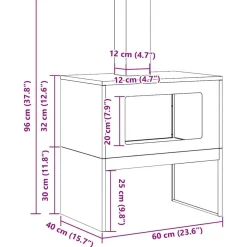 vidaXL Hoguera Marrón 60 x 40 x 96 cm Acero autopatinable Acero/café envejecido New