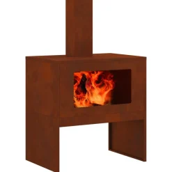 vidaXL Hoguera Marrón 60 x 40 x 96 cm Acero autopatinable Acero/café envejecido New