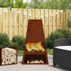 vidaXL Chimeneas-Hoguera Marrón 60 x 35 x 100 cm Acero autopatinable