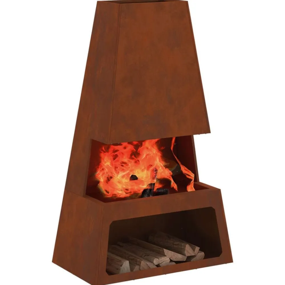 vidaXL Chimeneas-Hoguera Marrón 60 x 35 x 100 cm Acero autopatinable