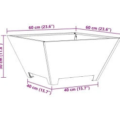 vidaXL Hoguera Marrón 60 x 60 x 30 cm Acero al carbono Acero oxidado/marr&oacute;n Clearance