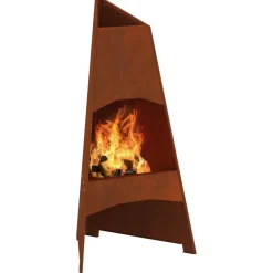 vidaXL Chimeneas-Hoguera Marrón 50 x 50 x 95 cm Acero autopatinable