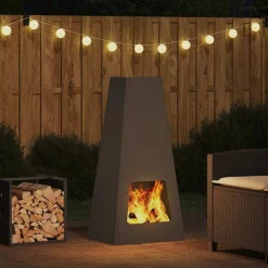 vidaXL Chimeneas-Hoguera Negro 50 x 35 x 100 cm Acero