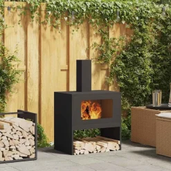 vidaXL Hoguera Negro 60 x 40 x 96 cm Acero Acero laminado en fr&iacute;o/negro New