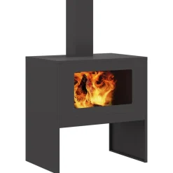 vidaXL Hoguera Negro 60 x 40 x 96 cm Acero Acero laminado en fr&iacute;o/negro New