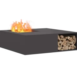vidaXL Hoguera Negro 100 x 100 x 30 cm Acero Acero laminado en fr&iacute;o/negro Best