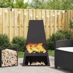 vidaXL Hoguera Negro 60 x 35 x 100 cm Acero Acero laminado en fr&iacute;o/negro Discount