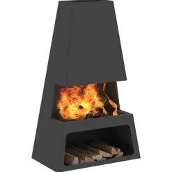 vidaXL Hoguera Negro 60 x 35 x 100 cm Acero Acero laminado en fr&iacute;o/negro Discount