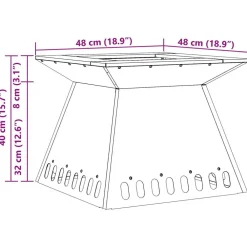vidaXL Chimeneas-Hoguera Negro 48 x 48 x 40 cm Acero