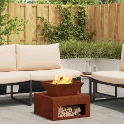 vidaXL Chimeneas-Hoguera Oxidado 50 x 50 x 40 cm Acero autopatinable