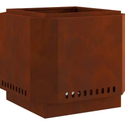 vidaXL Chimeneas-Hoguera Sin Humo Marrón 58 x 58 x 51 cm Acero autopatinable