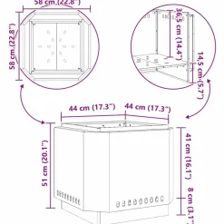 vidaXL Chimeneas-Hoguera Sin Humo Marrón 58 x 58 x 51 cm Acero autopatinable