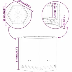 vidaXL Chimeneas-Hoguera Sin Humo Marrón 58 x 58 x 51 cm Acero autopatinable
