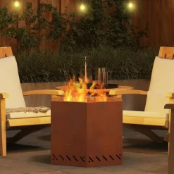 vidaXL Chimeneas-Hoguera Sin Humo Marrón 58 x 58 x 51 cm Acero autopatinable