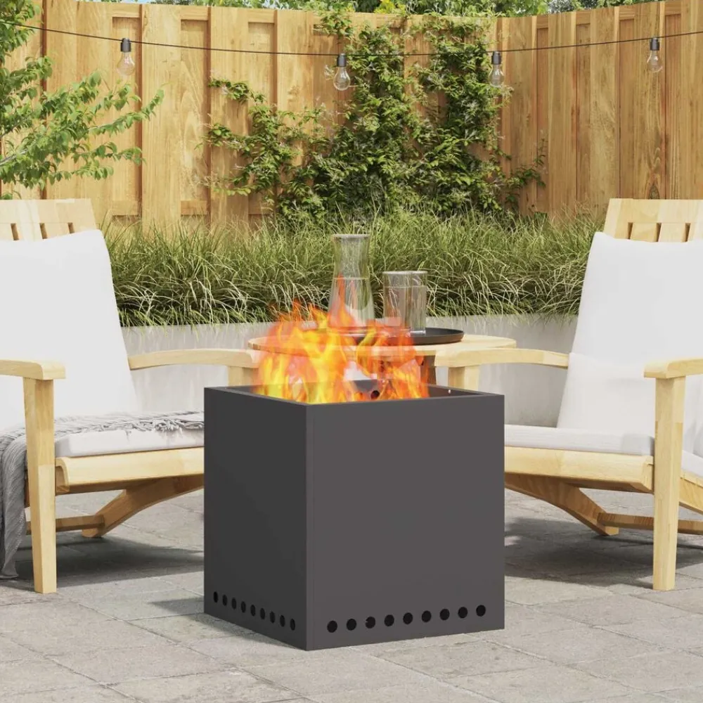 vidaXL Chimeneas-Hoguera Sin Humo Negro 48 x 48 x 50 cm Acero