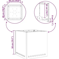 vidaXL Chimeneas-Hoguera Sin Humo Negro 48 x 48 x 50 cm Acero