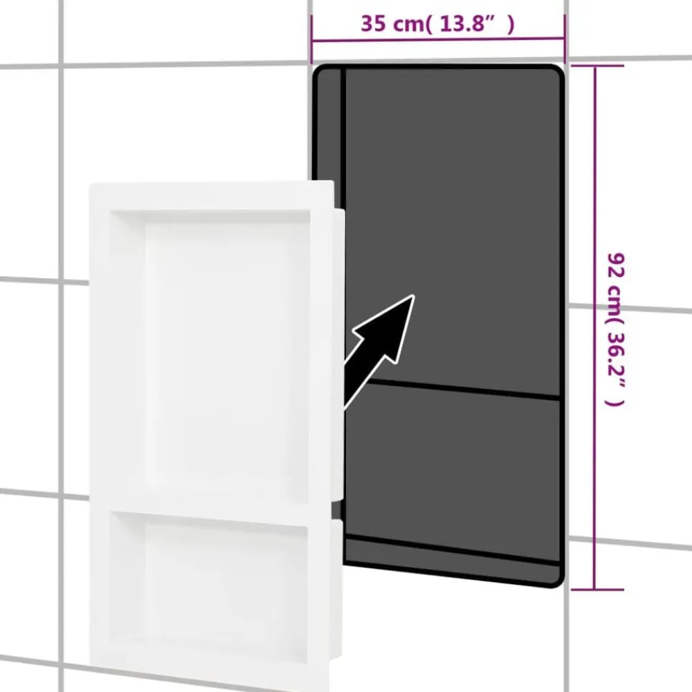 vidaXL Hornacina de ducha 2 compartimentos blanco brillo 41x51x10 cm Best