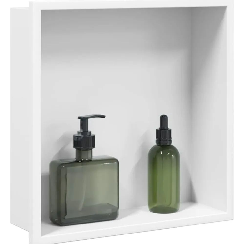 vidaXL Fontanería-Hornacina ducha acero inoxidable blanco mate 32x32x9 cm