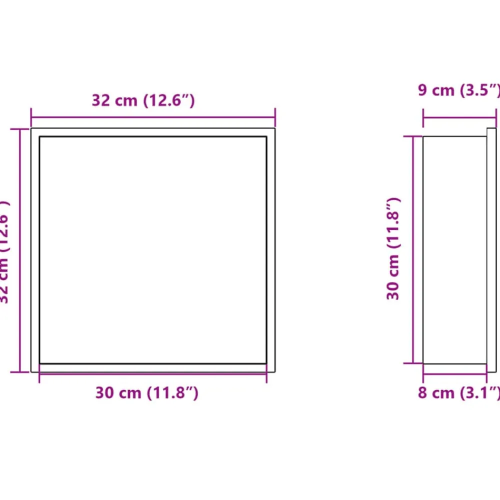 vidaXL Fontanería-Hornacina ducha acero inoxidable blanco mate 32x32x9 cm