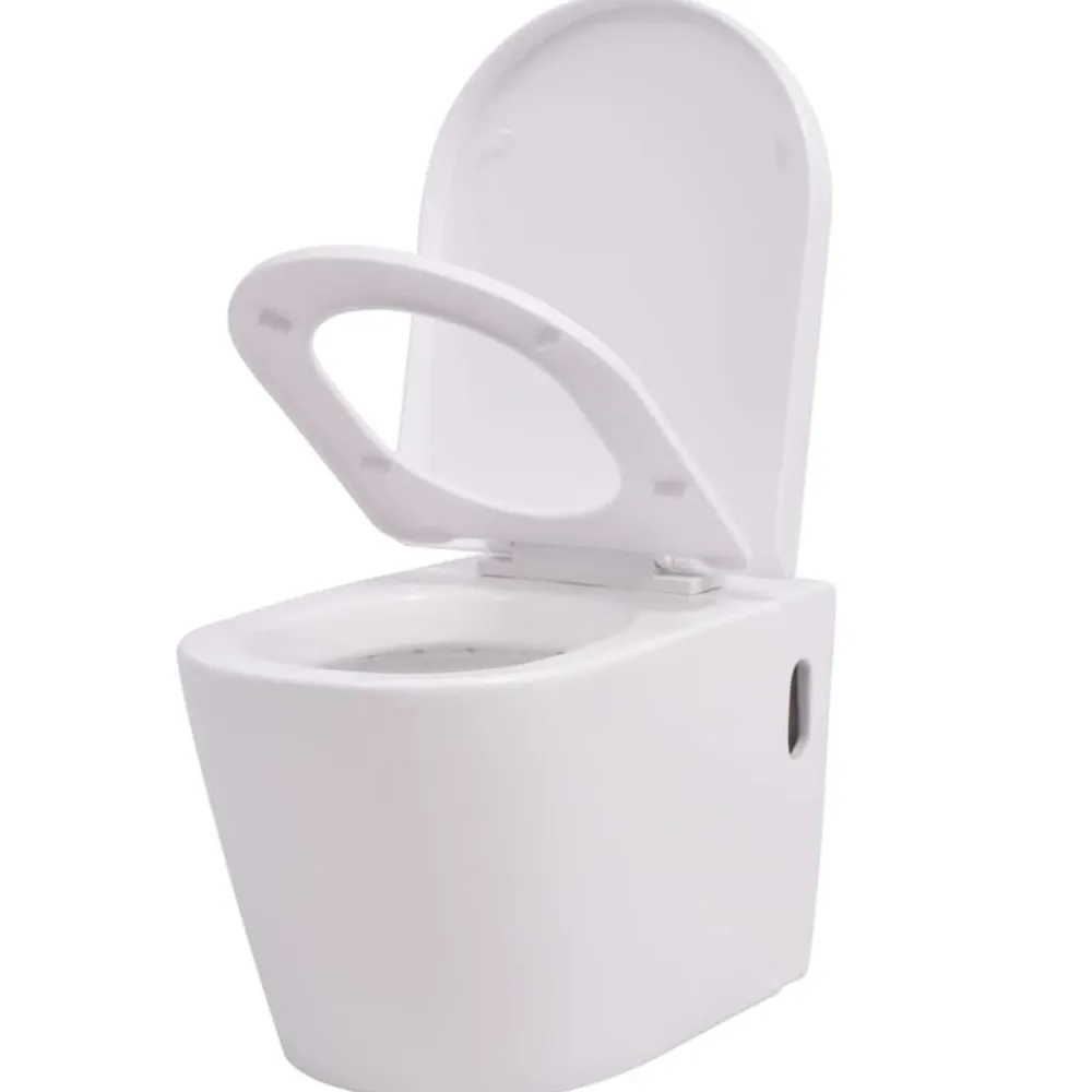 vidaXL Inodoro de montaje en pared de cerámica Blanco Sale