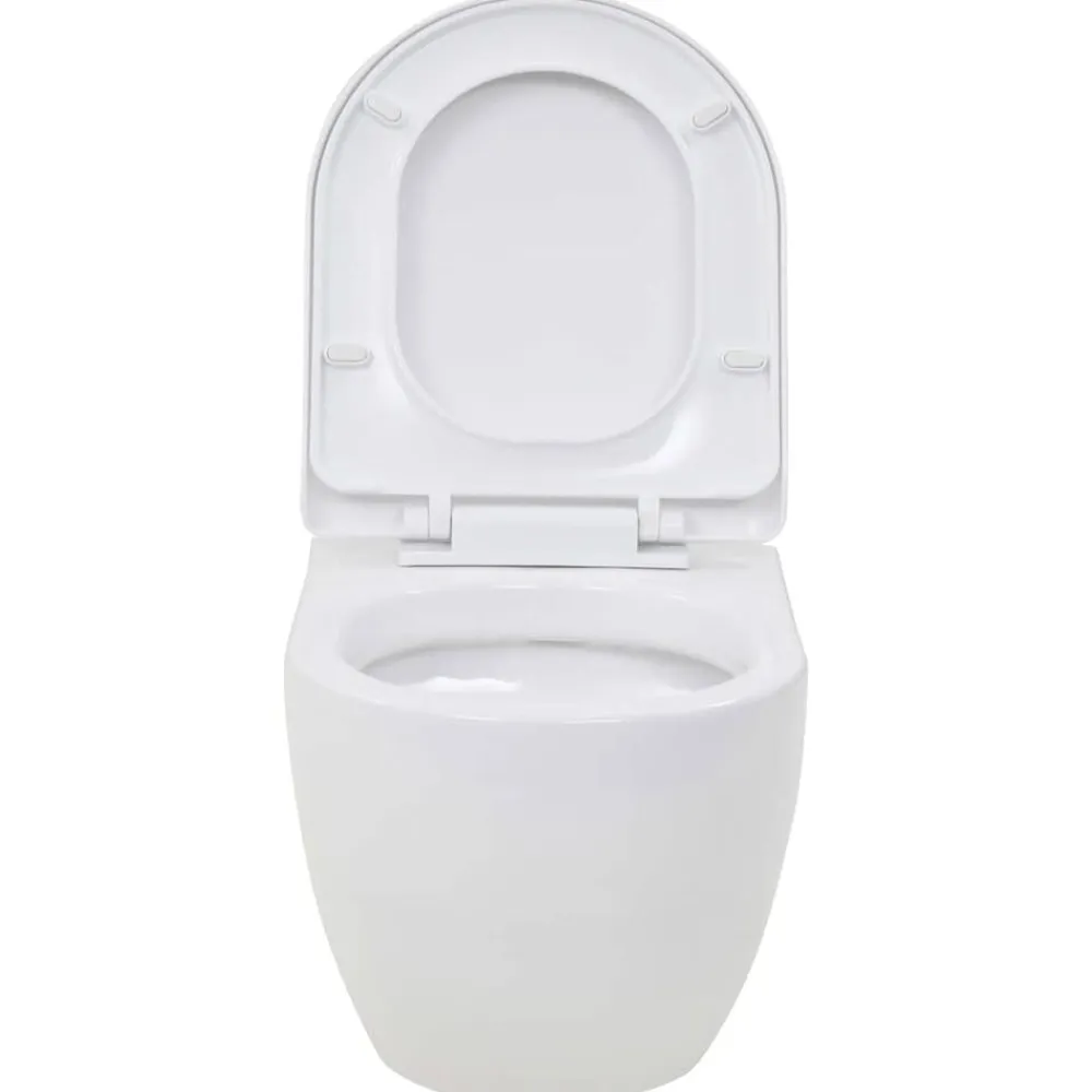 vidaXL Inodoro de montaje en pared de cerámica Blanco