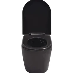 vidaXL Inodoro de pared cerámica Negro Hot