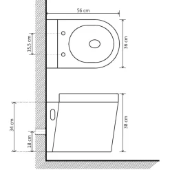 vidaXL Inodoro de pared cerámica Negro Hot