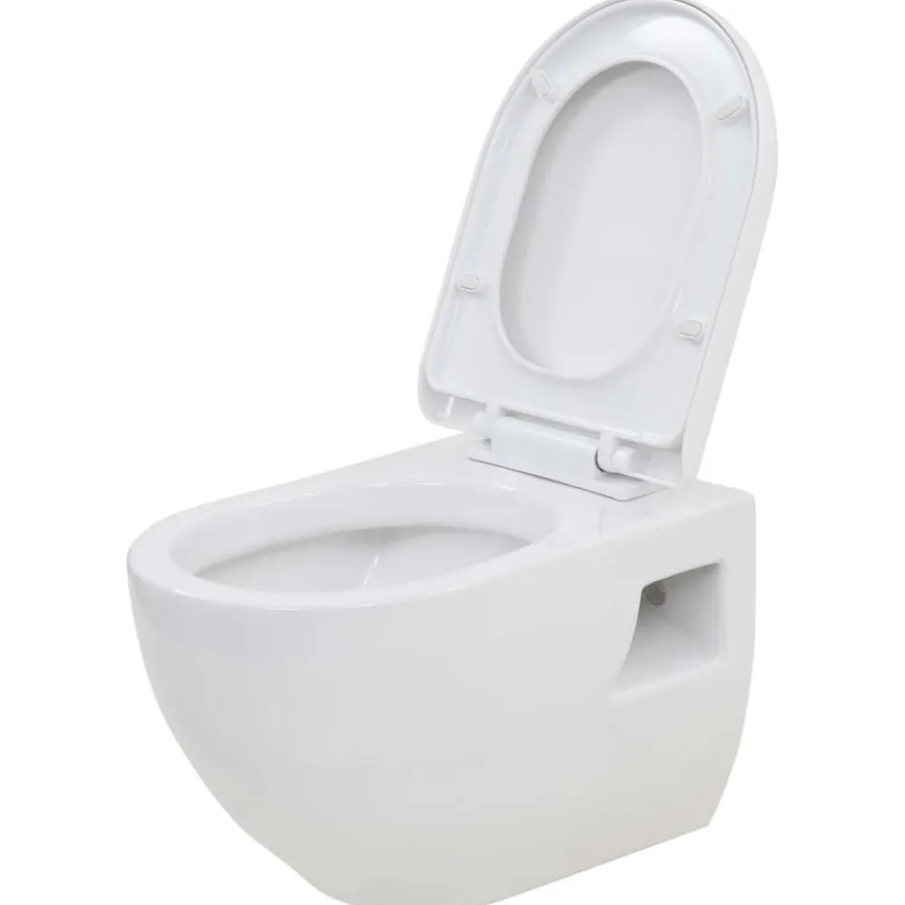 vidaXL Fontanería-Inodoro de pared con cisterna alta oculta de cerámica