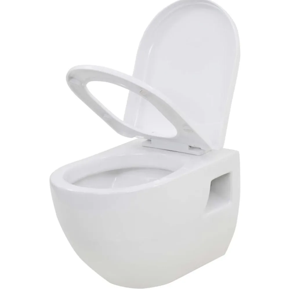 vidaXL Fontanería-Inodoro de pared con cisterna alta oculta de cerámica