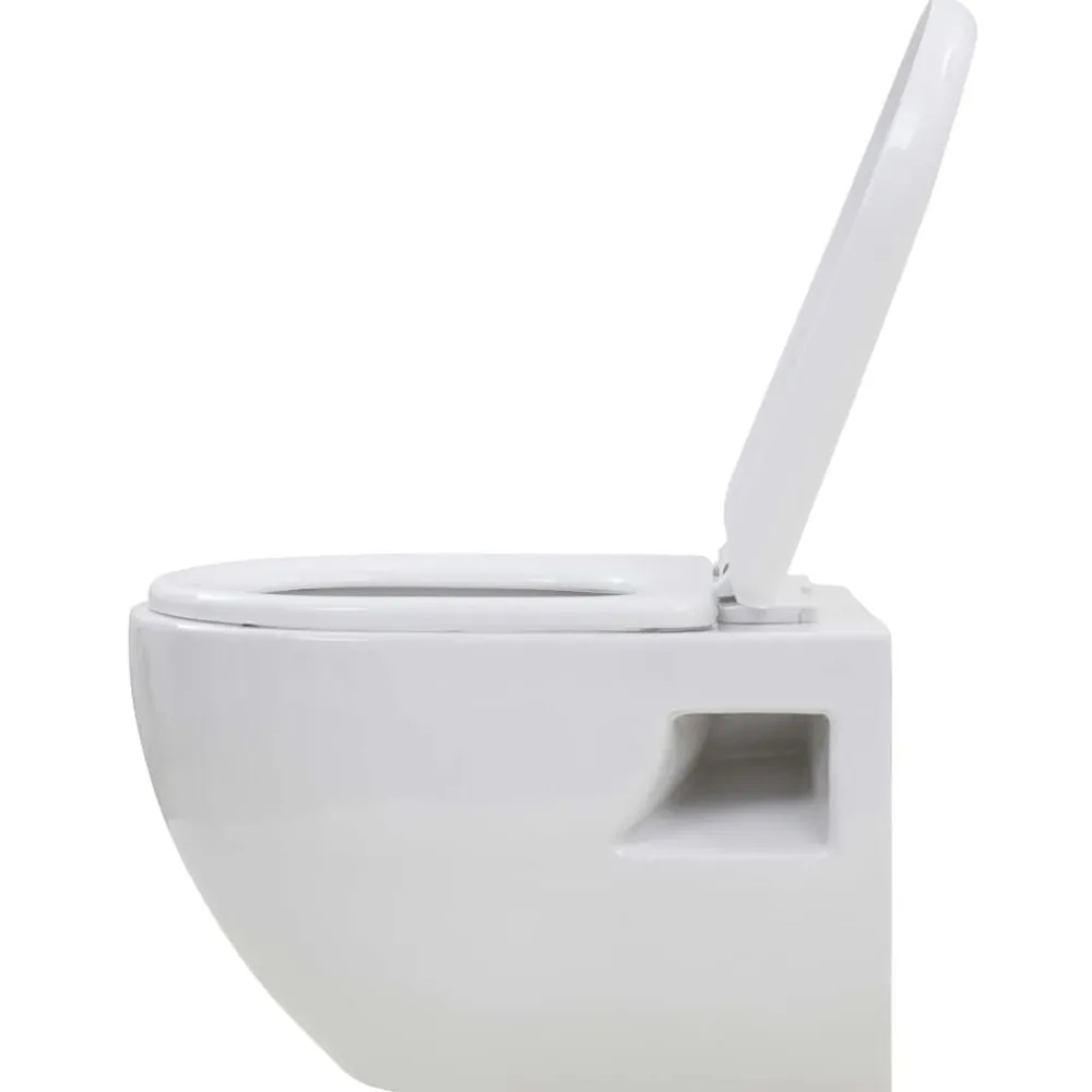 vidaXL Fontanería-Inodoro de pared con cisterna alta oculta de cerámica