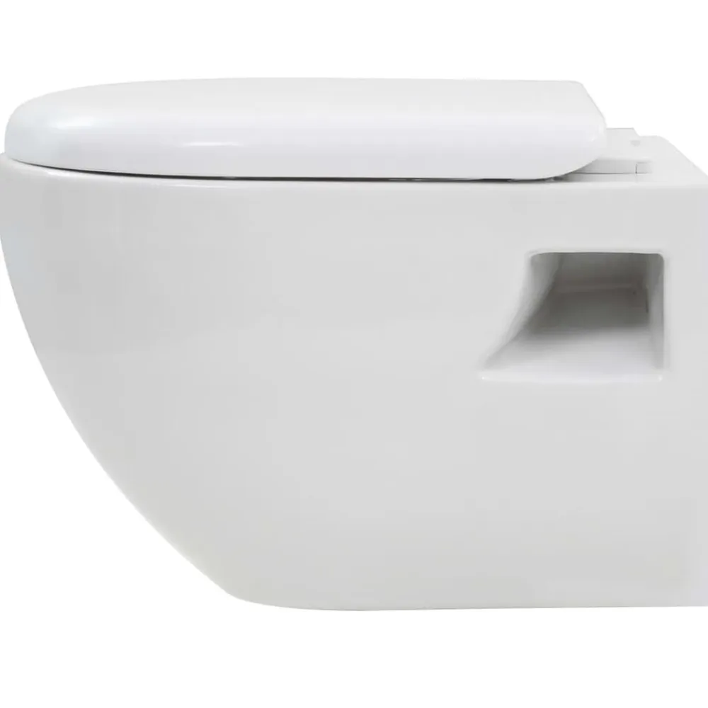 vidaXL Fontanería-Inodoro de pared con cisterna alta oculta de cerámica