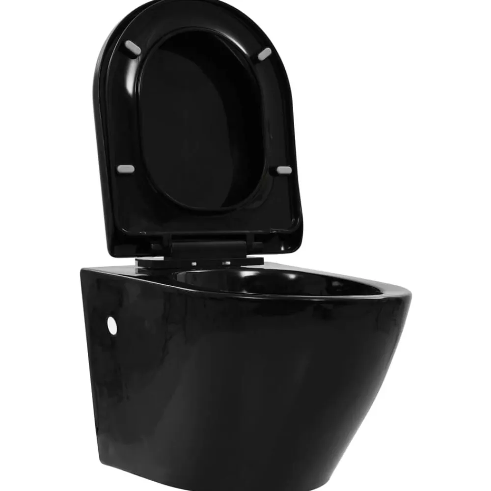 vidaXL Fontanería-Inodoro de pared sin bordes de cerámica