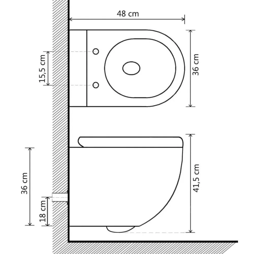 vidaXL Fontanería-Inodoro de pared sin bordes con función de bidé cerámica