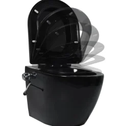 vidaXL Fontanería-Inodoro de pared sin bordes con función de bidé cerámica