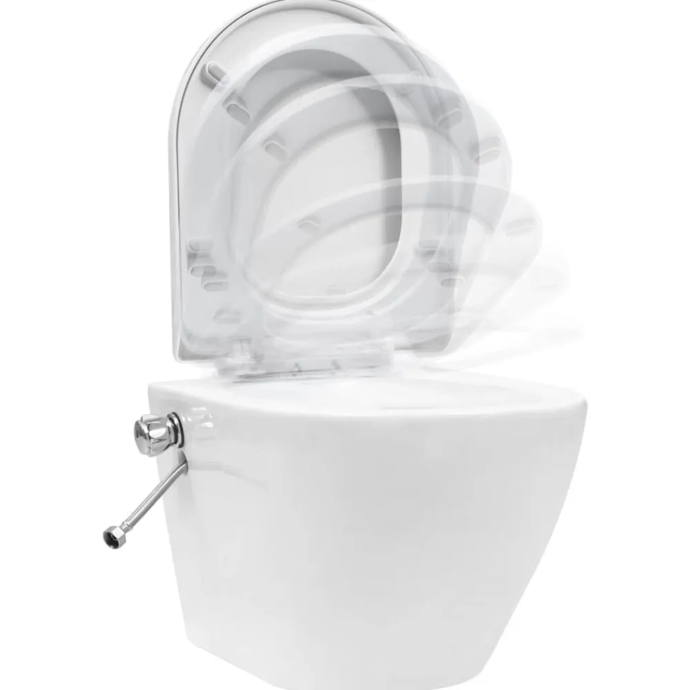 vidaXL Inodoro de pared sin bordes con función de bidé cerámica Blanco Best