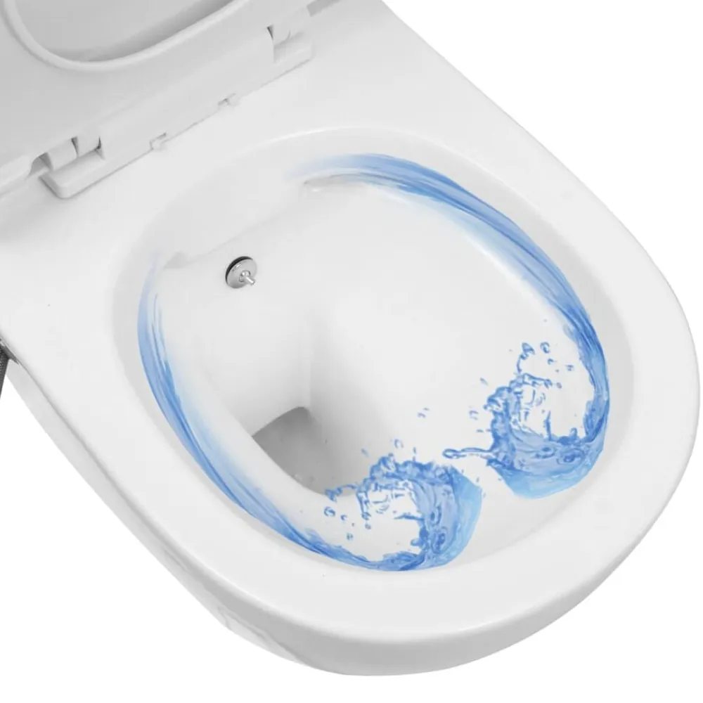 vidaXL Inodoro de pared sin bordes con función de bidé cerámica Blanco Best