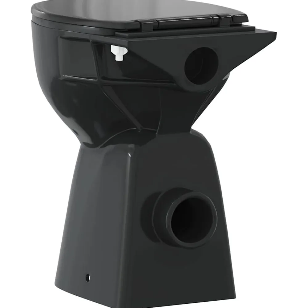 vidaXL Fontanería-Inodoro sin bordes cierre suave 7 cm altura extra cerámica negra