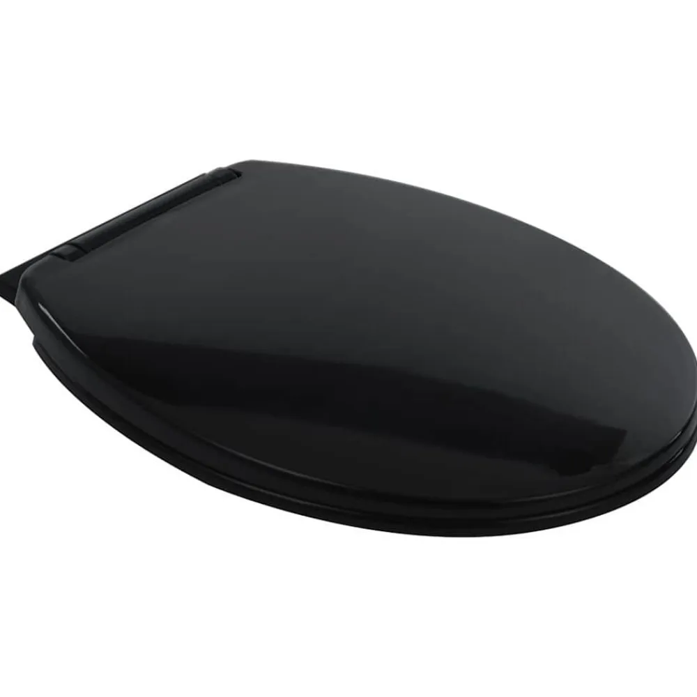 vidaXL Fontanería-Inodoro sin bordes cierre suave 7 cm altura extra cerámica negra