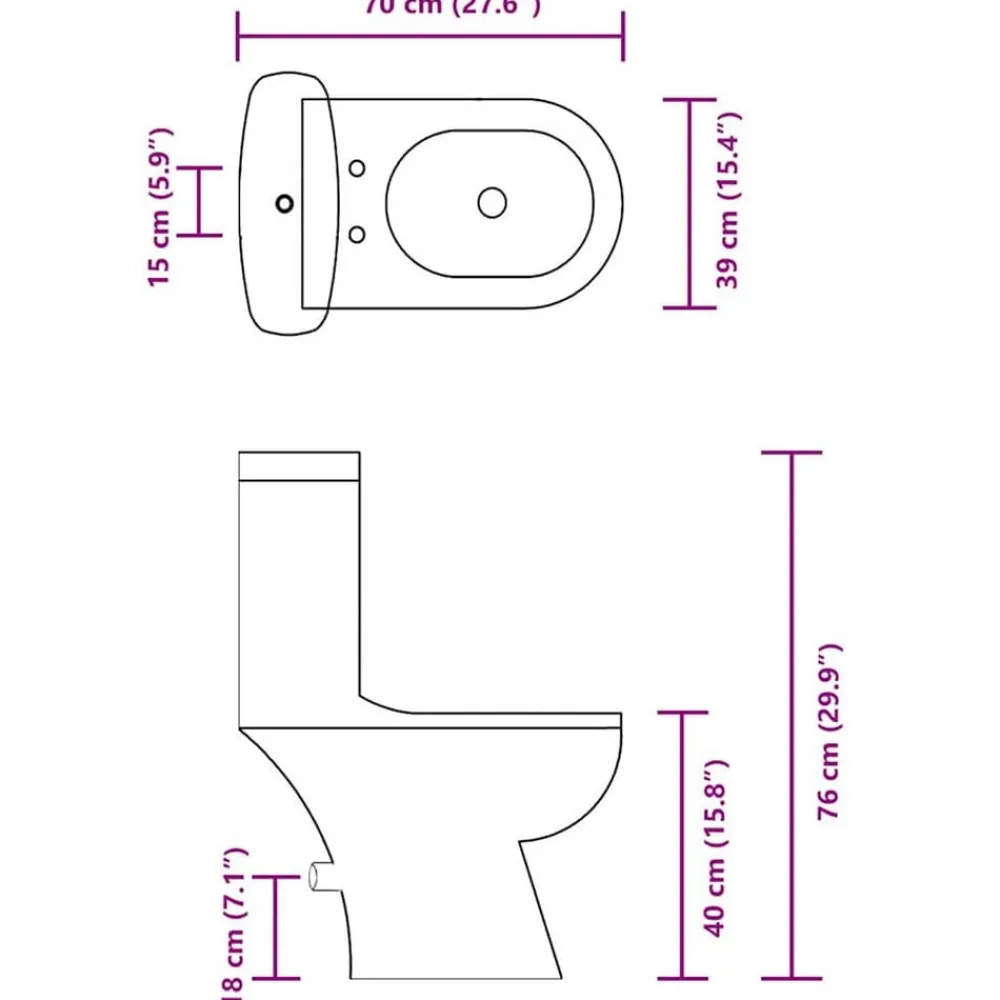 vidaXL Fontanería-Inodoro WC con cisterna