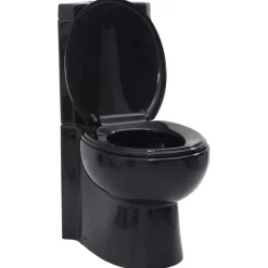 vidaXL Inodoro WC de esquina cerámica Negro Clearance