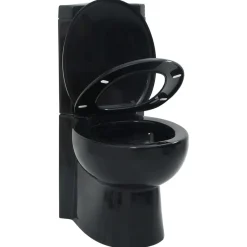vidaXL Inodoro WC de esquina cerámica Negro Clearance