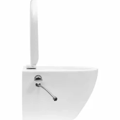 vidaXL Fontanería-Inodoro WC de pared sin bordes cisterna oculta cerámica