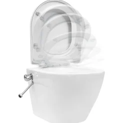 vidaXL Fontanería-Inodoro WC de pared sin bordes cisterna oculta cerámica