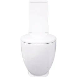 vidaXL Inodoro WC redondo de cerámica flujo hacia abajo Blanco Sale